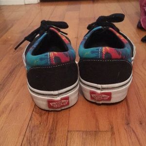 Vans Shoes - Worn once rainbow tie dye & black vans Vans Shoes - Worn once rainbow tie dye & black vans